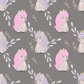 Seamless background with cute ponies. Decorative wallpaper for the nursery in the Scandinavian style. Vector. Suitable for