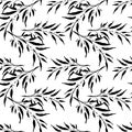 Seamless background with decorative branche and leaves. Pattern with plants.