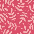 Seamless background with decorative branche, leaves and polka dots