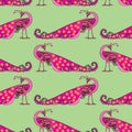 Seamless background of decorative pink peackoks Royalty Free Stock Photo