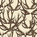 Seamless background with deer antlers