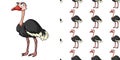 Seamless background design with angry ostrich