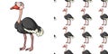 Seamless background design with cute ostrich