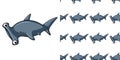 Seamless background design with hammer head shark