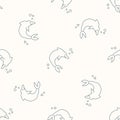 Seamless background dolphin gender neutral baby pattern. Simple whimsical minimal earthy 2 tone color. Kids nursery