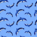 Seamless background with dolphins. Vector illustration. Royalty Free Stock Photo