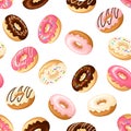 Seamless background with donuts. Vector illustration. Royalty Free Stock Photo