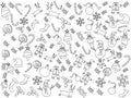 Seamless doodle Christmas patterns outline background Royalty Free Stock Photo