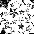 Seamless doodle hand drawn stars Royalty Free Stock Photo