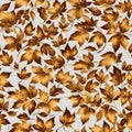 Seamless background leaves, yellow, golden, autumn, maple. Seamless styling of both Royalty Free Stock Photo