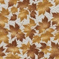 Seamless background leaves, yellow, golden, autumn, maple. Seamless styling of both Royalty Free Stock Photo