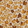 Seamless background leaves, yellow, golden, autumn, maple. Seamless styling of both Royalty Free Stock Photo