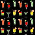 Seamless background drinks and cocktails Royalty Free Stock Photo