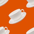 Seamless background with empty white cups.