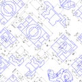 Seamless background of engineering drawings of parts. Vector Royalty Free Stock Photo