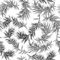 Seamless background with fir tree in grayscale