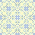 Seamless background with floral pattern. Beige background with light blue and green flower elements Royalty Free Stock Photo