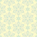 Seamless background with floral pattern. Beige background with light blue and green flower elements Royalty Free Stock Photo