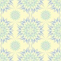 Seamless background with floral pattern. Beige background with light blue and green flower elements Royalty Free Stock Photo