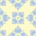 Seamless background with floral pattern. Beige background with light blue and green flower elements Royalty Free Stock Photo