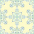 Seamless background with floral pattern. Beige background with light blue and green flower elements Royalty Free Stock Photo