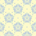 Seamless background with floral pattern. Beige background with light blue and green flower elements Royalty Free Stock Photo