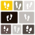 Seamless background with footprints and shoeprint icons Royalty Free Stock Photo