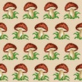 A seamless background with forest mushroom.