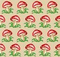A seamless background with forest mushroom.