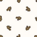 Seamless background frog gender neutral baby pattern. Simple whimsical minimal earthy 2 tone color. Kids nursery