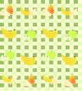 Seamless background with fruit on green squares. Royalty Free Stock Photo