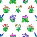 Seamless background with garden flowers.