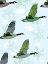 Seamless background with geese