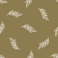 Seamless background gender neutral baby leaf pattern. Simple whimsical minimal earthy 2 tone color. Kids nursery