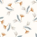 Seamless background gender neutral baby leaf pattern. Simple whimsical minimal earthy 2 tone color. Kids nursery