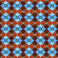 Seamless background, geometric, petals, brown-blue.