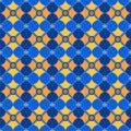 Seamless background, geometric, petals, yellow blue.