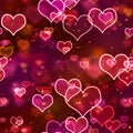 Seamless background glowing neon hearts