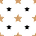 seamless background with gold and black stars. Vector illustration. Vector Royalty Free Stock Photo