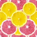 Seamless background with grapefruit and lemon slices Royalty Free Stock Photo