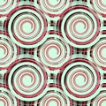 Seamless background of graphic elements intertwined with multicolored spirals. Royalty Free Stock Photo