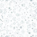 Seamless background with grey blue doodle stars on white. Can be used for wallpaper, pattern fills, textile, web page background,