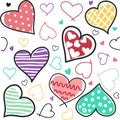 Seamless background of hand drawn stylized hearts