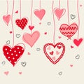 Seamless background of hand drawn stylized hearts