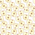 Seamless pattern, Apple slices, watercolor, modern design Royalty Free Stock Photo