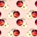 Seamless pattern, Apple slices, watercolor, modern design Royalty Free Stock Photo