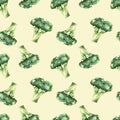 Seamless pattern, broccoli , watercolor, modern design Royalty Free Stock Photo