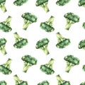 Seamless pattern, broccoli, watercolor, modern design Royalty Free Stock Photo