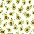 Seamless Background with Happy Avocado