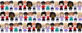 Seamless background with happy children of different races and colors hold hands and smile